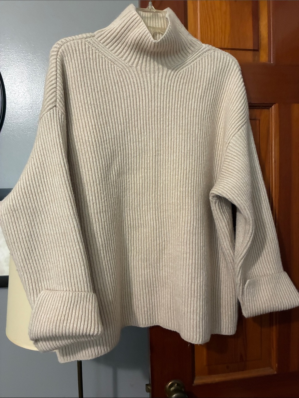 H&M Cream Ribbed Turtleneck Sweater